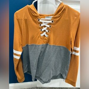 Buckle Mustard and Gray Lace-Up Hoodie